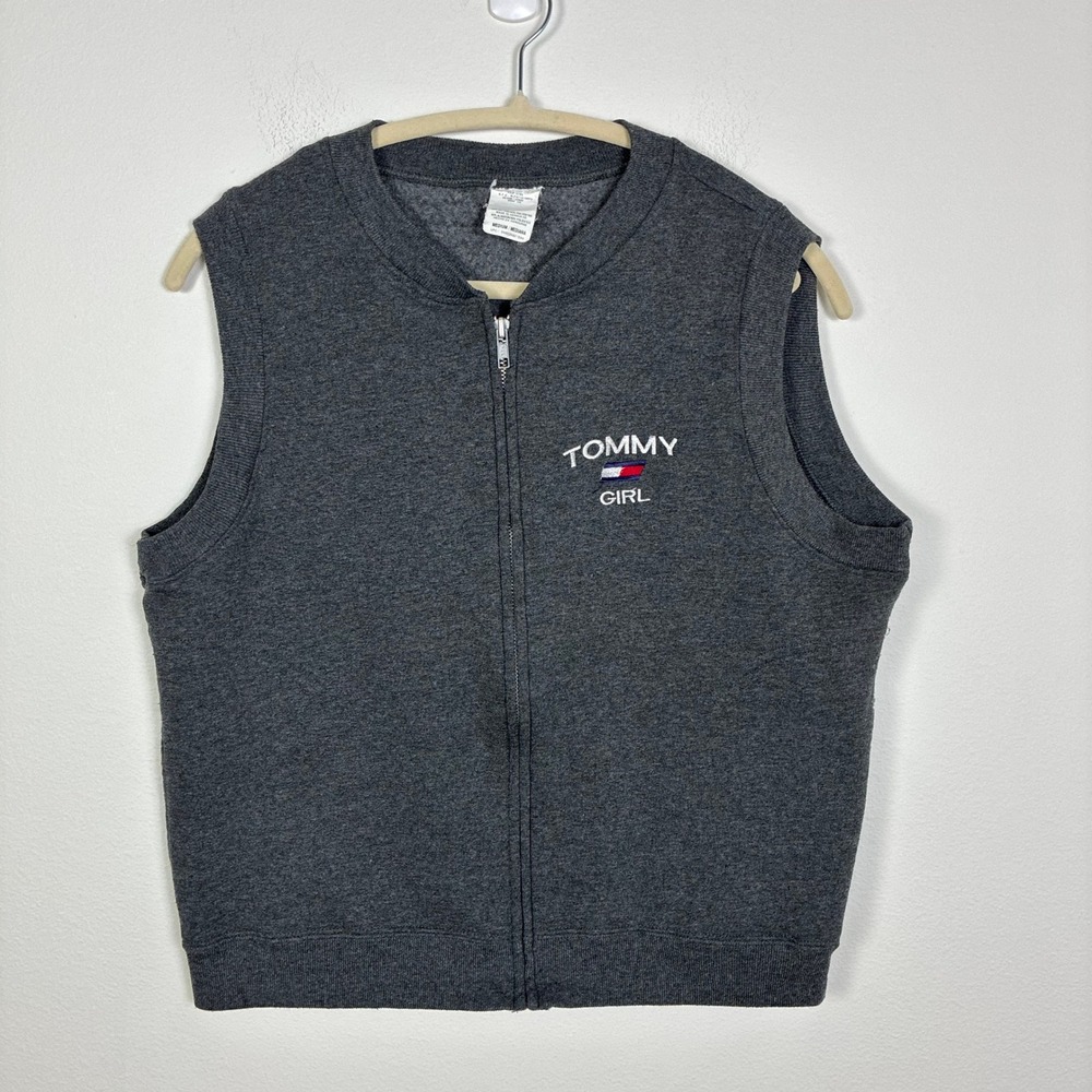 Tommy Girl Vintage Full Zip Vest Womens Medium Embroidered Logo 90s Retro Y2K